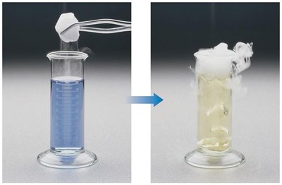 Solid carbon dioxide (dry ice) in water