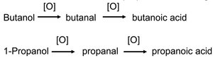 Oxidation of butanol and 1-propanol to carboxylic acids