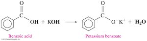 Neutralization of benzoic acid with KOH