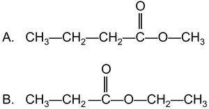 Naming esters: methyl butanoate and ethyl propanoate