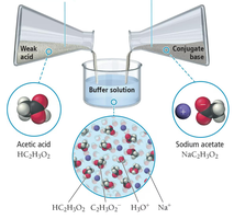 Diagram of buffer solution with acetic acid and sodium acetate