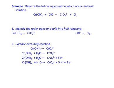 Stepwise balancing of redox equation in basic solution