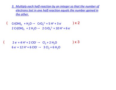 Continuation of balancing redox equation in basic solution