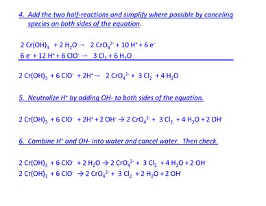 Worked example of balancing a redox equation in basic solution
