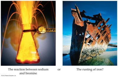 Comparison of fast and slow reactions: sodium and bromine vs. rusting iron