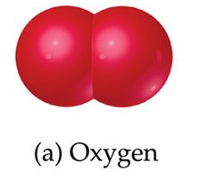Ball-and-stick model of an oxygen molecule (O2)