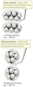 Comparison of linear and spherical molecules and their dispersion forces