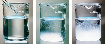 Supersaturated solution with crystal formation