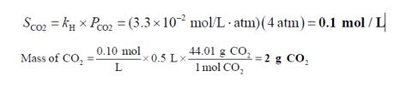 Henry's Law calculation for CO2 in cola