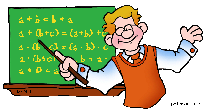 Math teacher with equations on board