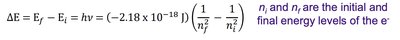 Energy change equation for Bohr model