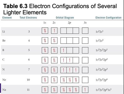Orbital diagrams for lighter elements