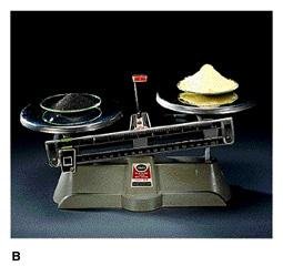 Counting objects of fixed relative mass (powders on a balance).