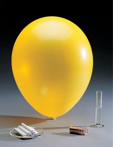 One mole of common substances (balloon and samples).