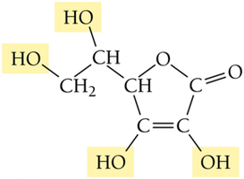 Highlighted polar bonds in Vitamin C