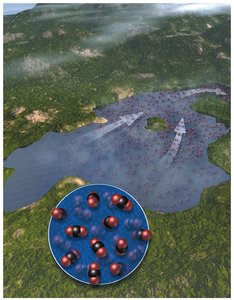 Lake Nyos CO2 release illustration