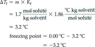 Sample freezing point depression calculation