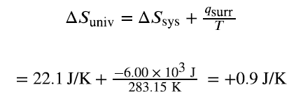 Summary table: Spontaneity and thermodynamic properties