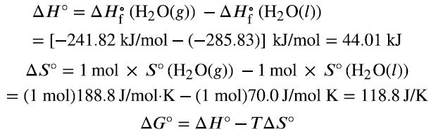 Sample calculation of ΔG°