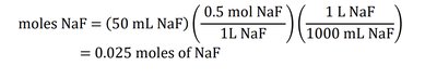 Moles of NaF calculation