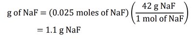 Grams of NaF calculation