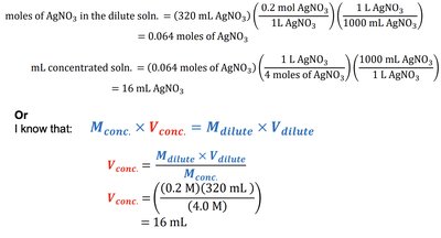 AgNO3 dilution calculation