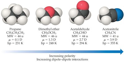 Dipole-dipole interactions in solid and liquid CH3CN