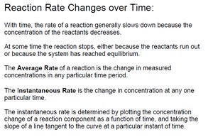 Explanation of average and instantaneous reaction rates