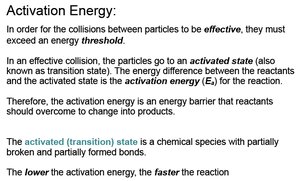 Activation energy and transition state explanation