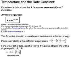 Arrhenius equation and temperature dependence of rate constant