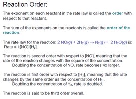 Explanation of reaction order with example