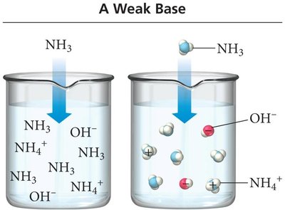 Weak base ionization in water