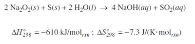Thermodynamic values for Na2O2 and S reaction