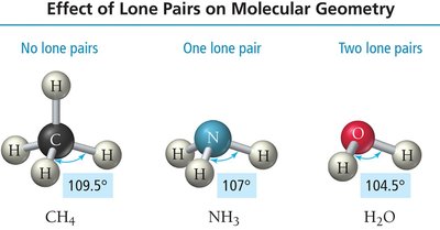 Effect of lone pairs on bond angles