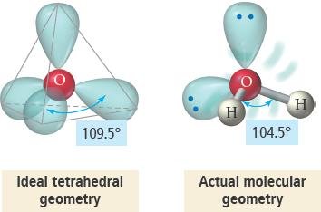 Bond angle distortion from lone pairs