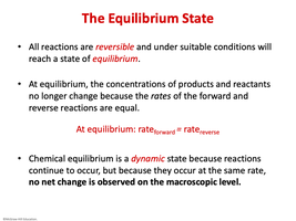 Slide explaining the equilibrium state