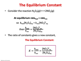 Slide defining the equilibrium constant K