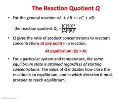 Slide defining the reaction quotient Q