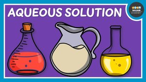 Illustration of aqueous solutions in laboratory glassware