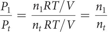 Equation for mole fraction and partial pressure