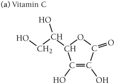 Structure of Vitamin C (water-soluble)