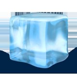 Ice cube: cold temperature increases gas solubility
