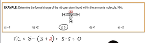 Example calculation of formal charge for nitrogen in ammonia