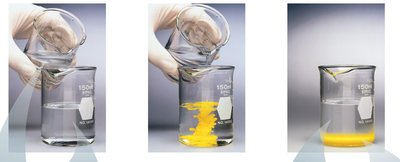 Formation of a yellow precipitate in a precipitation reaction