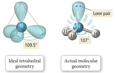 Ideal vs. actual geometry in NH3