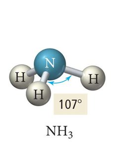 CH4, NH3, H2O molecular geometries
