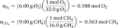 Mole calculations for O2 and CH4