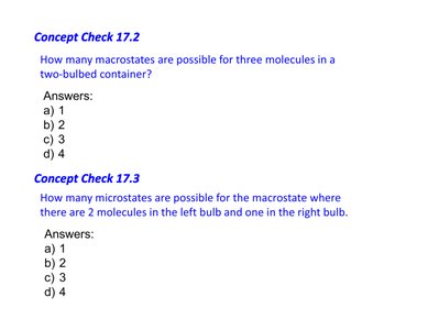 Concept checks for microstates and macrostates