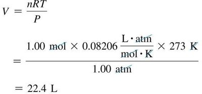 Calculation of molar volume at STP using the ideal gas law