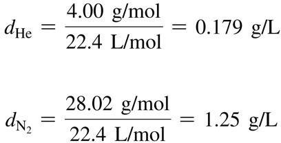 Density calculation for He and N2 at STP